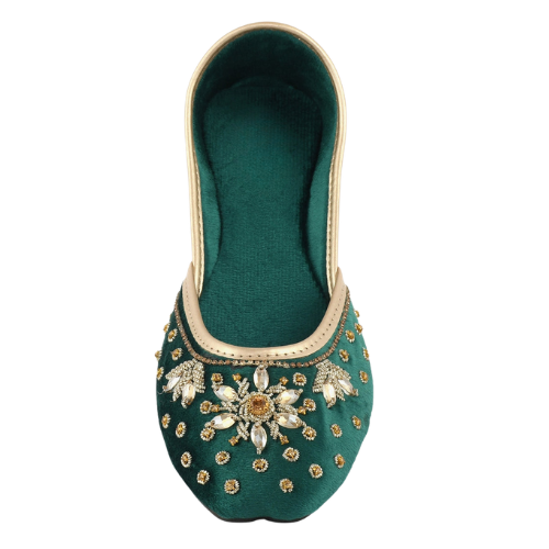 Emerald Green Embellished Khussa for Women