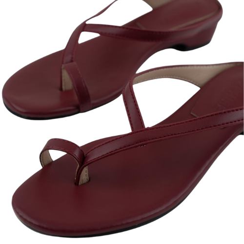 Maroon Cross-Strap Toe Ring Flat Slipper for Women