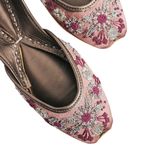 Pink Floral Embroidered Khussa for Women