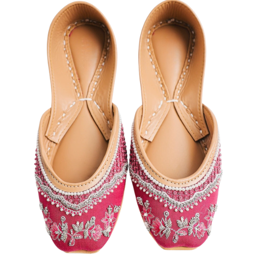 Pink Embroidered Traditional Khussa for Women