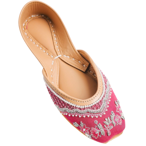 Pink Embroidered Traditional Khussa for Women