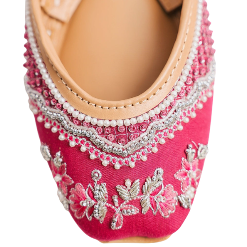 Pink Embroidered Traditional Khussa for Women