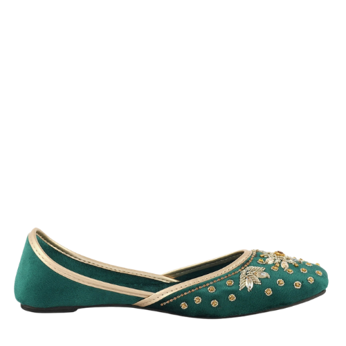 Emerald Green Embellished Khussa for Women