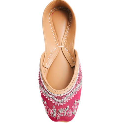 Pink Embroidered Traditional Khussa for Women